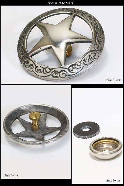 画像2: コンチョ コンチョ ネイティブ スター 星 コイン アラベスク インディアン 【L】 コンチョシルバー925コンチョ ナバホ 財布 ウォレット メンズ (ネジ式)【メール便送料無料!!】 (2)