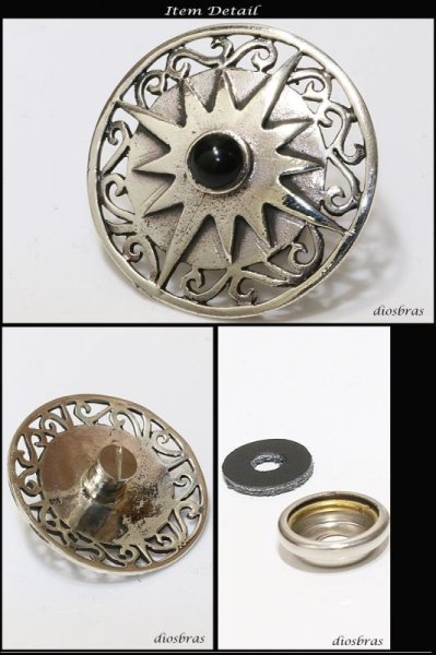 画像2: コンチョ コンチョ スクエア ターコイズ オニキス 太陽神 サンマーク インディアン ネイティブアメリカン アラベスク トライバル コンチョ シルバー925コンチョ 財布 ウォレット メンズ (ネジ式)【メール便なら送料無料!!】 (2)