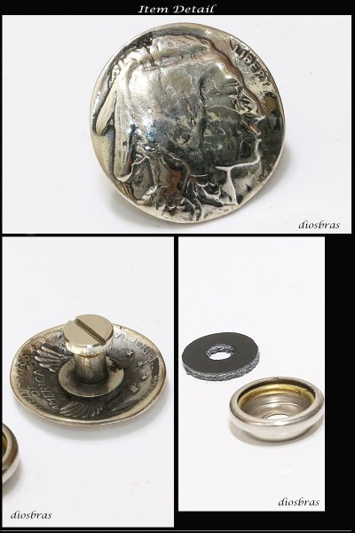 画像2: USA レプリカ コイン コンチョ インディアン 5セント イーグルコイン コインコンチョ ネイティブ コイン インディアン シルバー925 コンチョ 財布 ウォレット メンズ (ネジ式)【メール便なら送料無料!!】 (2)