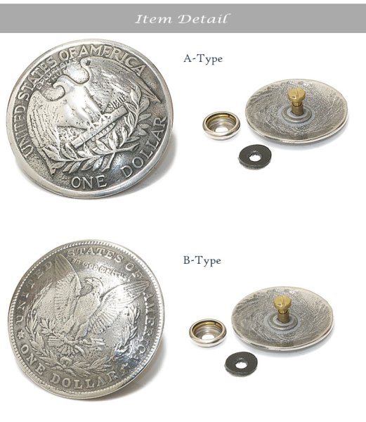 画像2: コンチョ　イーグルコイン　コインコンチョ ネイティブ　コイン　インディアン　　コンチョシルバー９２５コンチョ　ナバホ　財布　ウォレット　メンズ　（ネジ式）【メール便なら送料無料！！】 (2)