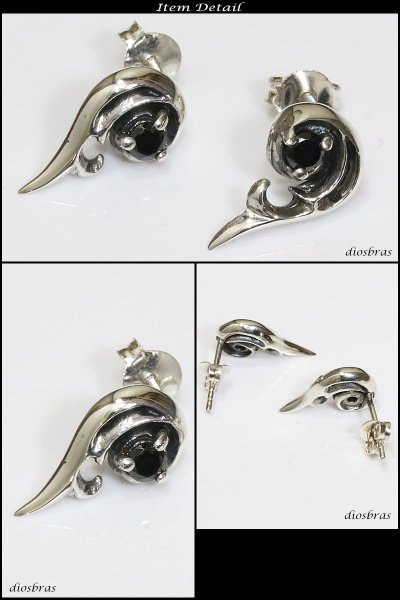 画像3: 【メンズピアス】【シルバーアクセサリー】【シルバーピアス】ハート フェザー アラベスク ブラック ジルコニア ●2個セット(両耳)■シャープでキレイめハードな横顔に!【レディース メンズ|アクセサリー|ピアス|クロス・十字架|フレア・ 】 (3)