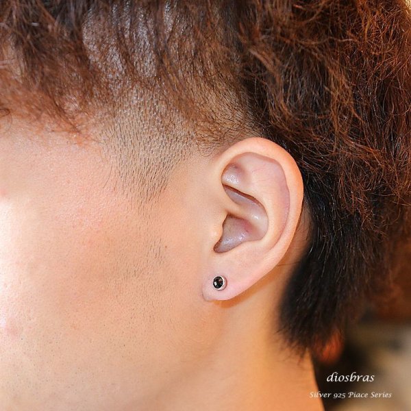 画像3: 【オニキス ピアス】5mm 本物シルバー925/ ピアス 片方 パワーストーン/ピアス片耳・片方販売ピアス メンズ レディース ブリリアントカット ≪小≫ (3)