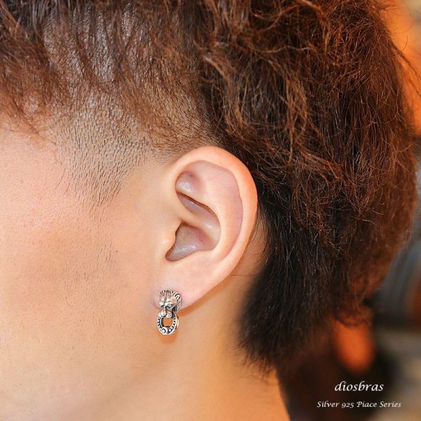 画像3: ライオン ヘッド ブラックジルコニア リング シルバー925 ピアス メンズ レディース 激安ピアス イヤリング アクセサリー スカル【骸骨】本物シルバー925◇ライオンヘッド◇ピアス◇片方ピアス メンズ レディース (3)