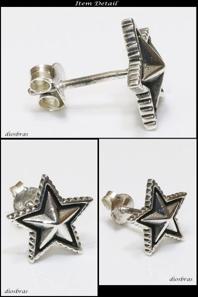 画像2: ピアス 星 ラッキー スター シルバーアクセサリー シルバーピアス 本物シルバー925/ ピアス 丸 片方 /ピアス片耳・片方販売ピアス メンズ レディース (2)