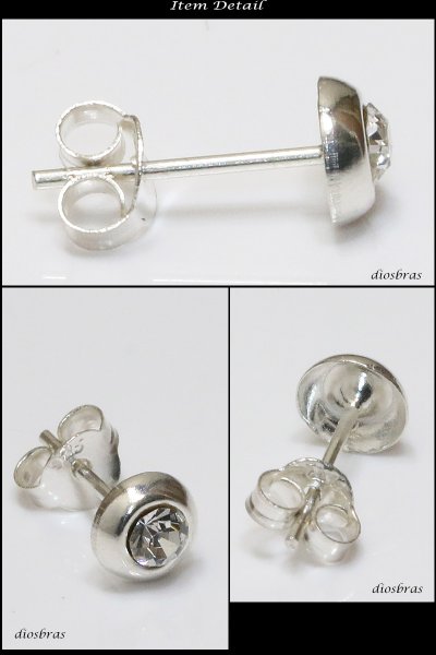 画像2: 【ジルコニア ピアス】ジルコニア　本物シルバー925/　ピアス 丸 片方 パワーストーン/ピアス片耳・片方販売ピアス メンズ レディース 5ｍｍ (2)