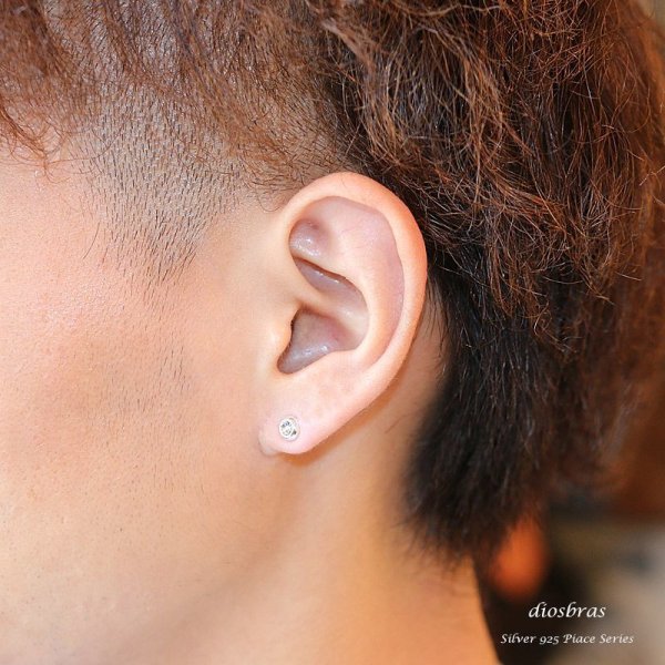 画像3: 【ジルコニア ピアス】ジルコニア　本物シルバー925/　ピアス 丸 片方 パワーストーン/ピアス片耳・片方販売ピアス メンズ レディース 5ｍｍ (3)