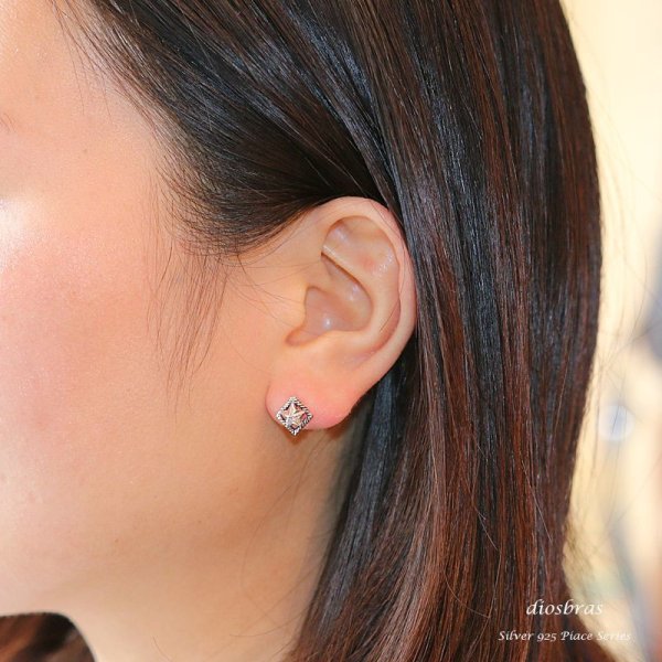 画像4: ピアス 星 ラッキー スター スクエアロープ シルバーアクセサリー シルバーピアス 本物シルバー925/ ピアス 丸 片方 /ピアス片耳・片方販売ピアス メンズ レディース (4)