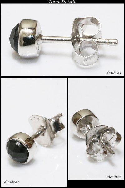 画像2: 【オニキス ピアス】5mm 本物シルバー925/ ピアス 片方 パワーストーン/ピアス片耳・片方販売ピアス メンズ レディース ブリリアントカット ≪小≫ (2)