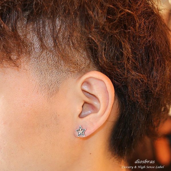 画像3: ピアス 星 ラッキー スター シルバーアクセサリー シルバーピアス 本物シルバー925/ ピアス 丸 片方 /ピアス片耳・片方販売ピアス メンズ レディース (3)
