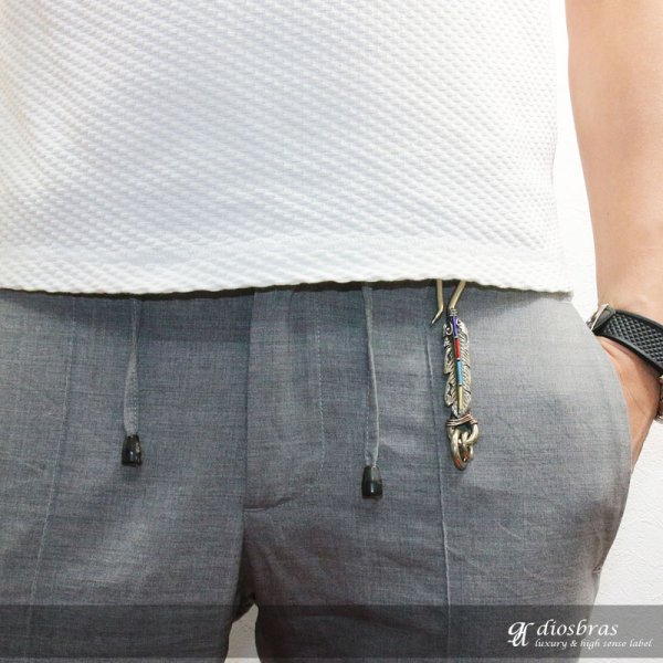 画像3: キーホルダー キーフック フェザー ターコイズ 赤珊瑚 シェル キーチェーン シルバー silver 真鍮 インディアン ネイティブアメリカン ブラス 釣り針フック ウォレット 財布 バイカー ライダース ウォレットチェーン【メール便送料無料】 (3)