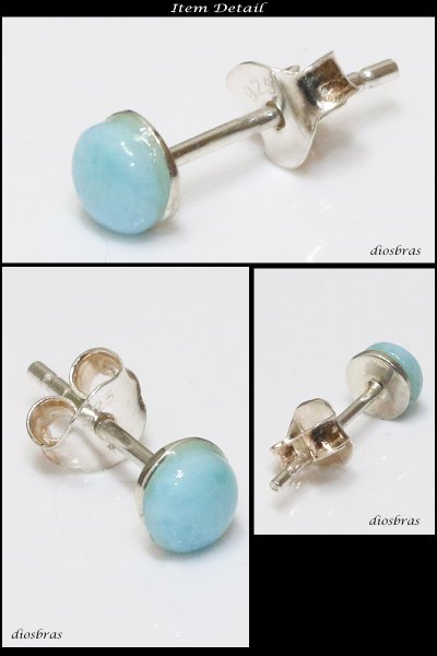 画像3: ドミニカ産【ラリマー ピアス】 本物シルバー925/ ピアス 片方 ナバホ ネイティブアメリカン インディアン ジュエリー ワンポイント パワーストーン/ピアス片耳・片方販売ピアス メンズ レディース 6,5mm≪メール便なら送料無料≫ (3)