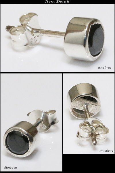 画像2: 【ジルコニア ピアス】ブラックジルコニア 黒 本物シルバー925/ ピアス 片方 パワーストーン/ピアス片耳・片方販売ピアス メンズ レディース 7mm ≪メール便送料無料≫ (2)