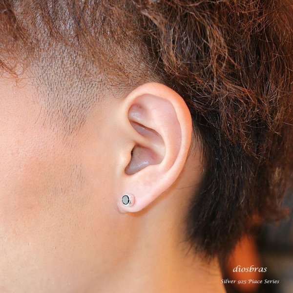 画像3: 【ジルコニア ピアス】ブラックジルコニア 黒 本物シルバー925/ ピアス 片方 パワーストーン/ピアス片耳・片方販売ピアス メンズ レディース 7mm ≪メール便送料無料≫ (3)