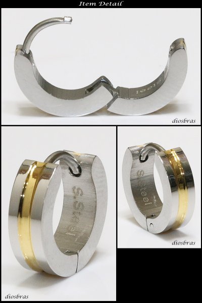 画像2: ステンレス フープピアス シルバー 金属アレルギー対応 メタル素材 ゴールド 金 シンプル 小さめ フープ ループ リング 輪っか ピアス アクセサリー メンズ レディース 中折れ式 13mm 艶消し 光沢あり【メール便なら送料無料】 (2)