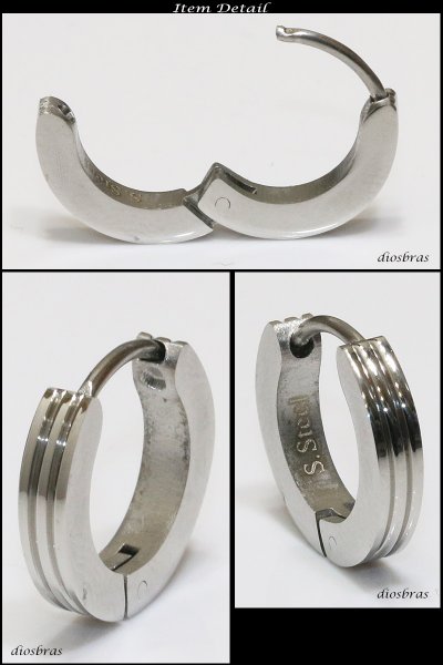 画像2: ステンレス フープピアス シルバー 金属アレルギー対応 メタル素材 シンプル 小さめ フープ ループ リング 輪っか ピアス アクセサリー メンズ レディース 中折れ式 13mm 艶消し 光沢あり【メール便なら送料無料】 (2)
