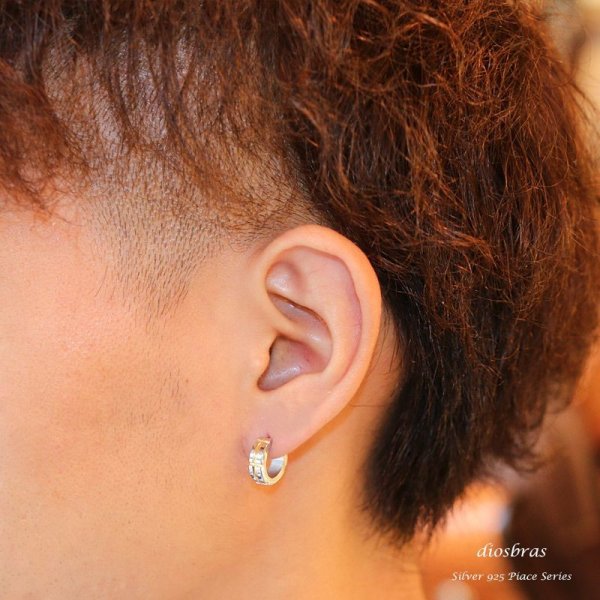 画像3: ステンレス フープピアス クロス 十字架 シルバー 金属アレルギー対応 メタル素材 ゴールド 金 シンプル 小さめ フープ ループ リング 輪っか ピアス  メンズ アクセサリー レディース 中折れ式 13mm (3)