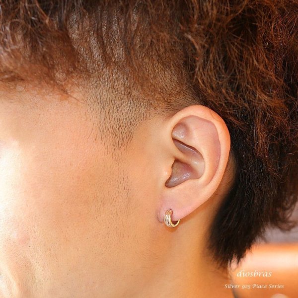 画像3: ステンレス フープピアス シルバー 金属アレルギー対応 メタル素材 ピンクゴールド 金 シンプル 小さめ フープ ループ リング 輪っか ピアス アクセサリー メンズ レディース 中折れ式 10mm 艶消し ポリッシング【メール便なら送料無料】 (3)