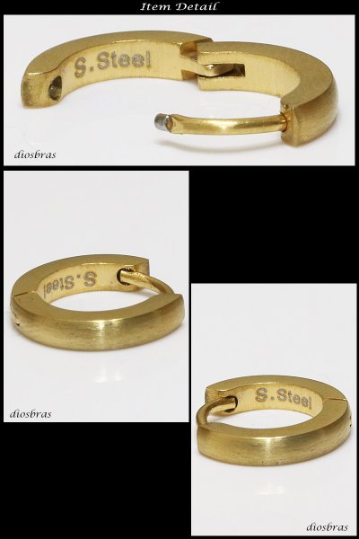 画像2: ステンレス フープピアス シルバー 金属アレルギー対応 メタル素材 ゴールド　金 シンプル 小さめ フープ ループ リング 輪っか ピアス アクセサリー メンズ　レディース 中折れ式 13mm (2)