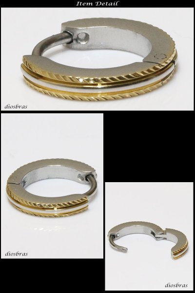 画像2: ステンレス フープピアス シルバー ブラック 金属アレルギー対応 メタル素材 ゴールド　金 シンプル 小さめ フープ ループ リング 輪っか ピアス アクセサリー メンズ　レディース 中折れ式 13mm　【メール便なら送料無料】 (2)