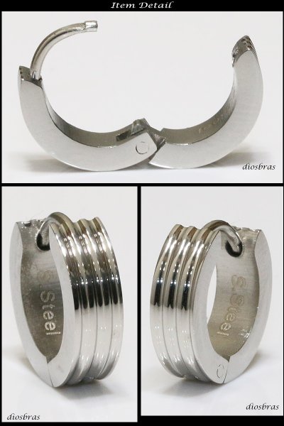 画像2: ステンレス フープピアス シルバー 金属アレルギー対応 メタル素材 シンプル 小さめ フープ ループ リング 輪っか ピアス アクセサリー メンズ レディース 中折れ式 13mm 艶消し 光沢あり【メール便なら送料無料】 (2)