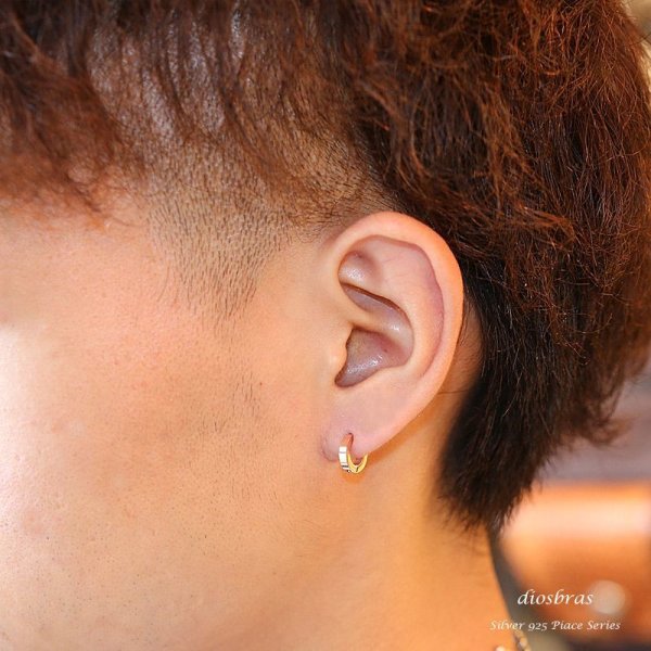 画像3: ステンレス フープピアス シルバー 金属アレルギー対応 メタル素材 ピンクゴールド　金 シンプル 小さめ フープ ループ リング 輪っか ピアス アクセサリー メンズ　レディース 中折れ式 10mm (3)