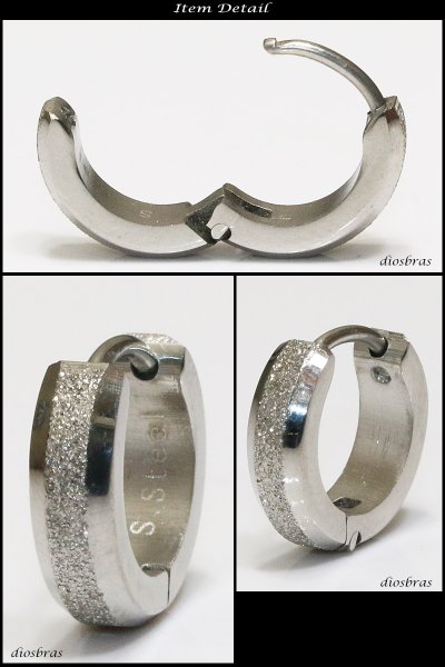 画像2: ステンレス フープピアス シルバー 金属アレルギー対応 メタル素材 ゴールド 金 シンプル 小さめ フープ ループ リング 輪っか ピアス アクセサリー メンズ レディース 中折れ式 13mm 艶消し ポリッシング【メール便なら送料無料】 (2)