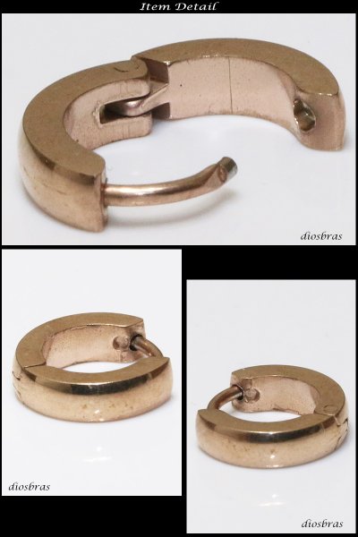 画像2: ステンレス フープピアス シルバー 金属アレルギー対応 メタル素材 ピンクゴールド 金 シンプル 小さめ フープ ループ リング 輪っか ピアス アクセサリー メンズ レディース 中折れ式 10mm (2)