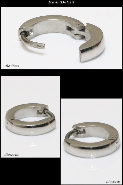 画像2: ステンレス フープピアス シルバー 金属アレルギー対応 メタル素材 シンプル 小さめ フープ ループ リング 輪っか ピアス アクセサリー メンズ レディース 中折れ式 10mm 9mm 艶消し 光沢あり【メール便なら送料無料】 (2)