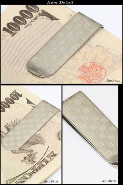 画像3: マネークリップ ステンレス ブロックチェック 格子柄 クロス シンプル プレーン シルバー マネークリップ 財布 ネイティブ インディアン ジュエリー ウォレット マネークリップ メンズ レディース 男女兼用 メダル ≪メール便なら送料無料≫ (3)