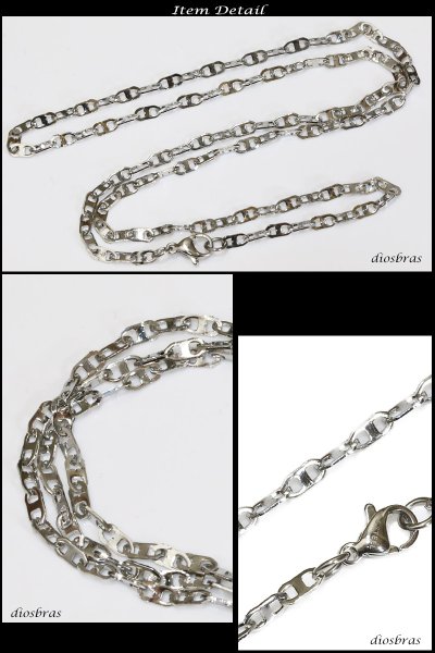 画像2: ステンレス サージカルステンレス【シルバーチェーン】シルバー マリンチェーン マリナ マリーナチェーン アンカーチェーン 幅2,8mm 45cm 50cm ネックレス チェーン  鎖 首飾り【ギフト】 チェーン シルバーネックレスチェーン あずきチェーン (2)