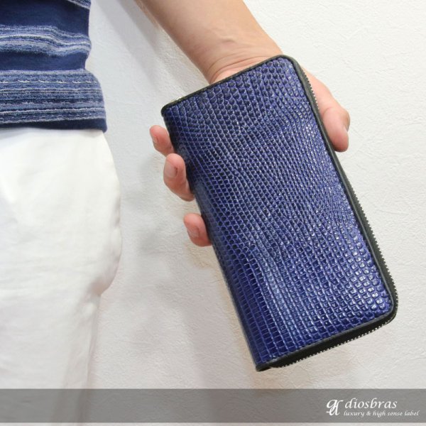 画像5: 財布 ラウンドファスナー メンズ レディース 本革 リザード トカゲ革 大容量 ラウンドファスナー ウォレット  ラウンド ジッパー ZIPPER 財布 ヌメ革 レザーウォレット ロングウォレット バイカー 長財布 牛革 紳士 婦人 ブラック ホワイト グレー (5)