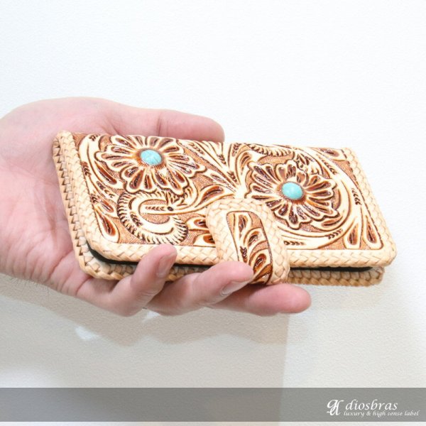 画像2: カービング ターコイズ iPhoneX iPhone7/iphone8/ 手帳型レザーケース スマホケース サドルレザー モバイルケース 牛革 本革 カーフレザー 携帯ケース スマートフォン スマートホン iphone アイフォーン アイフォン カードケース スマホカバー 携帯カバー レザーケース (2)