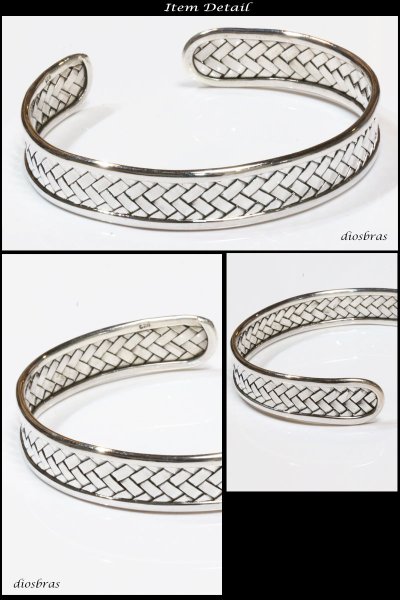 画像2: 【シルバーバングル】ハンドメイド チェーン デザイン 編み込み 網目 ツイストワイヤー【シルバーアクセサリー】バリチェーン シルバーアクセサリー メンズ シルバーバングル ブレスレット シルバー925 メンズアクセサリー ネイティブアメリカン 人気  バングル (2)