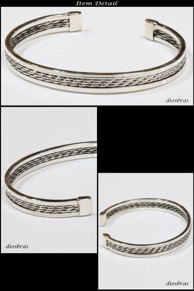 画像2: 【シルバーバングル】ハンドメイド　チェーン　デザイン　編み込み 網目 ツイストワイヤー【シルバーアクセサリー】バリチェーン　シルバーアクセサリー メンズ シルバーバングル ブレスレット シルバー925 メンズアクセサリー ネイティブアメリカン　人気 　バングル (2)