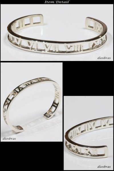 画像2: アトラス バングル スカルヘッド　ローマ数字　ローマ　プレート　チェーン　シルバーブレスレット シルバーアクセサリー　シルバーアクセサリー メンズ シルバーバングル ブレスレット バングル　シルバー925 メンズアクセサリー プレゼント 人気 送料無料 (2)