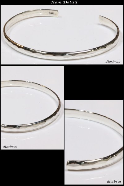 画像2: 【シルバーバングル】叩き カット カッティング プレート プレーンバングル シンプル シルバーアクセサリー メンズ シルバーバングル ブレスレット シルバー925 メンズアクセサリー レディース 人気 バングル (2)