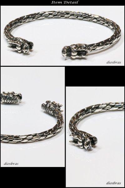 画像3: ドラゴン 龍 竜 昇竜【シルバーアクセサリー】インディアンジュエリー シルバーアクセサリー メンズ シルバーバングル ブレスレット シルバー925 メンズアクセサリー (3)