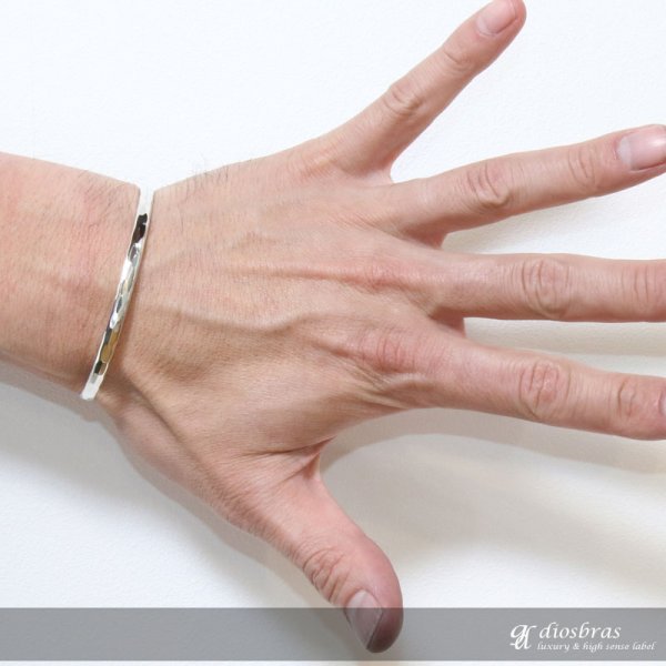 画像3: 【シルバーバングル】叩き カット カッティング プレート プレーンバングル シンプル シルバーアクセサリー メンズ シルバーバングル ブレスレット シルバー925 メンズアクセサリー レディース 人気 バングル (3)