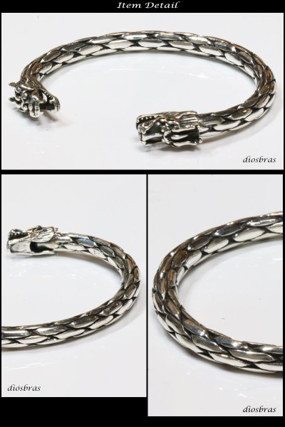 画像3: 【シルバーバングル】ハンドメイド チェーン デザイン ドラゴン ツイストワイヤー バリチェーン (3)
