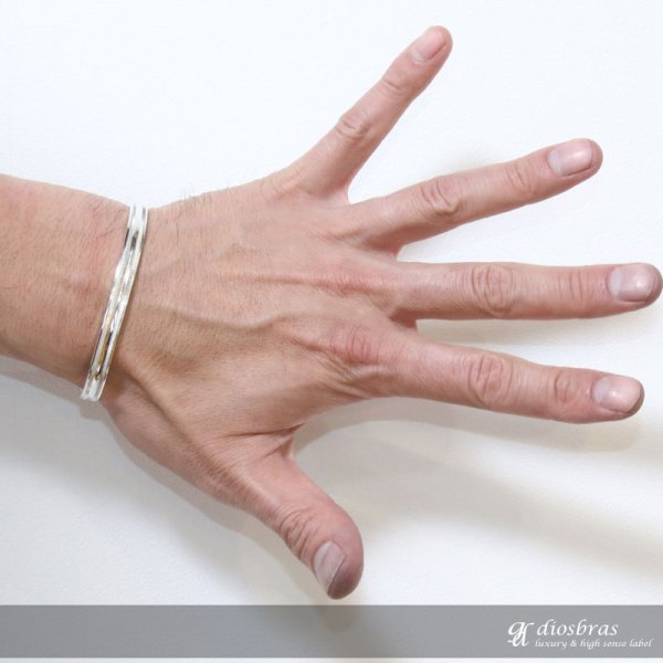 画像3: シルバーバングル 叩き ミラーカット カッティング プレート プレーンバングル (3)