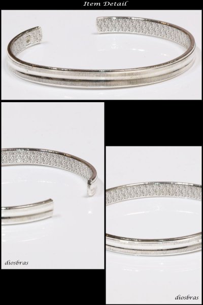 画像2: シルバーバングル 叩き ミラーカット カッティング プレート プレーンバングル (2)