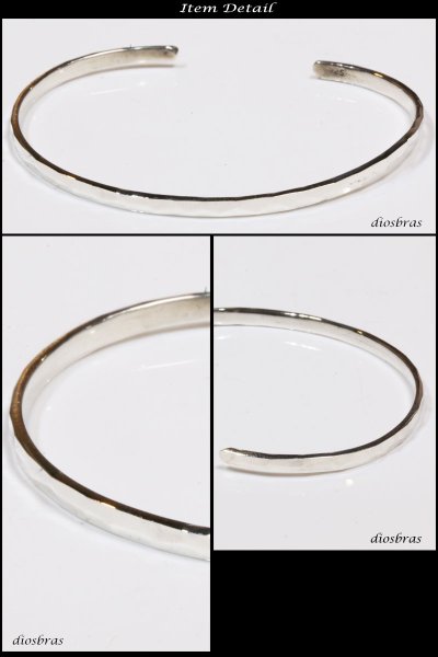 画像3: シルバーバングル 叩き ミラーカット カッティング プレート プレーンバングル (3)