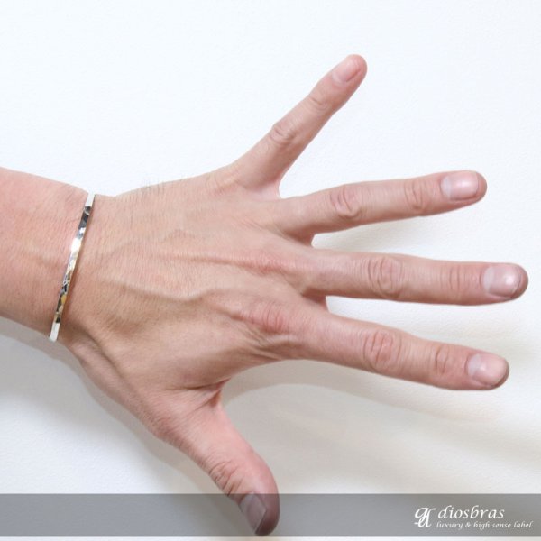 画像4: シルバーバングル 叩き ミラーカット カッティング プレート プレーンバングル (4)