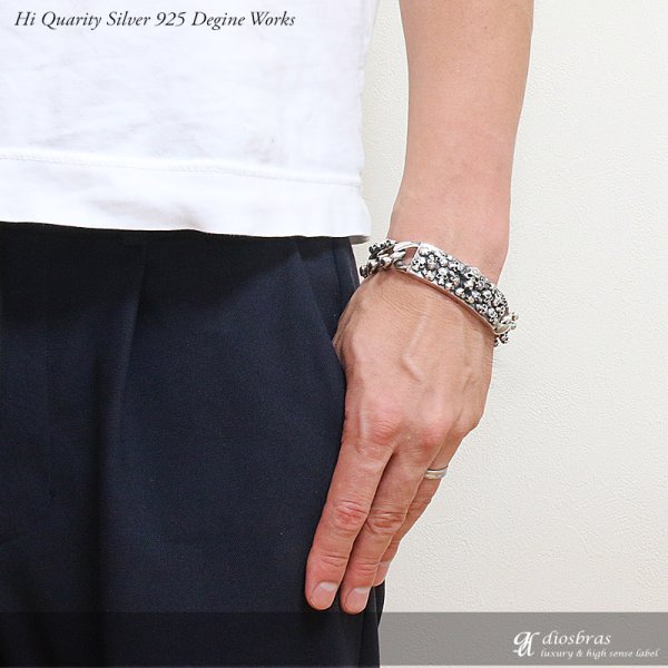 画像5: スカル ヘッド　チェーン　ブレスレット スカルヘッド　髑髏　骸骨　ボーン　プレート　チェーン　シルバーブレスレット シルバーアクセサリー　シルバーアクセサリー メンズ シルバーバングル ブレスレット バングル　シルバー925 メンズアクセサリー プレゼント 人気 (5)