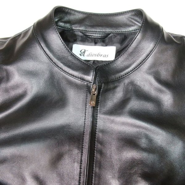画像11: 【diosbras】【全国送料無料】最強!!本革 羊革 ラムスキン レザージャケット ラビットファー  ライダース バイカー メンズ/レザーダウンジャケットメンズ/ブラック シープ (11)