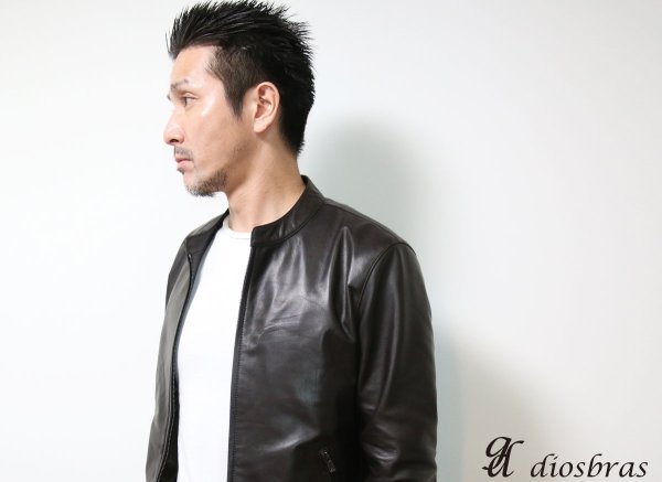 画像18: 【diosbras】【全国送料無料】最強!!本革 羊革 ラムスキン レザージャケット ラビットファー  ライダース バイカー メンズ/レザーダウンジャケットメンズ/ブラック シープ (18)