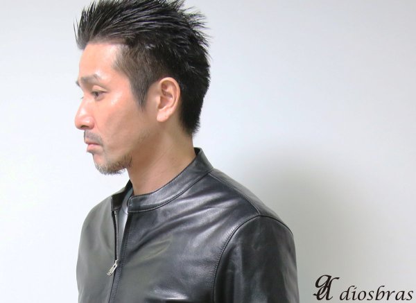 画像3: 【diosbras】【全国送料無料】最強!!本革 羊革 ラムスキン レザージャケット ラビットファー  ライダース バイカー メンズ/レザーダウンジャケットメンズ/ブラック シープ (3)