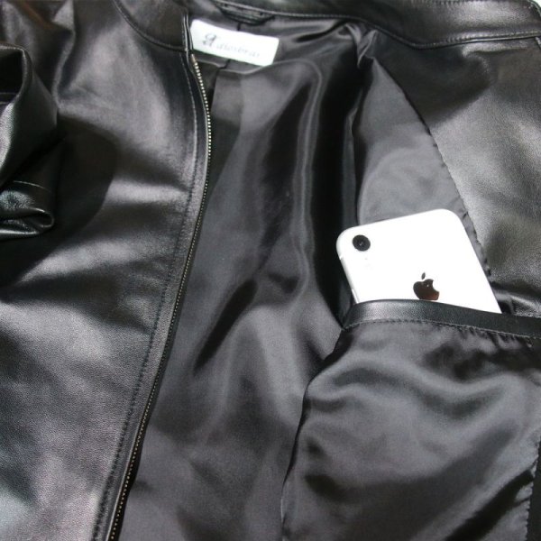 画像15: 【diosbras】【全国送料無料】最強!!本革 羊革 ラムスキン レザージャケット ラビットファー  ライダース バイカー メンズ/レザーダウンジャケットメンズ/ブラック シープ (15)