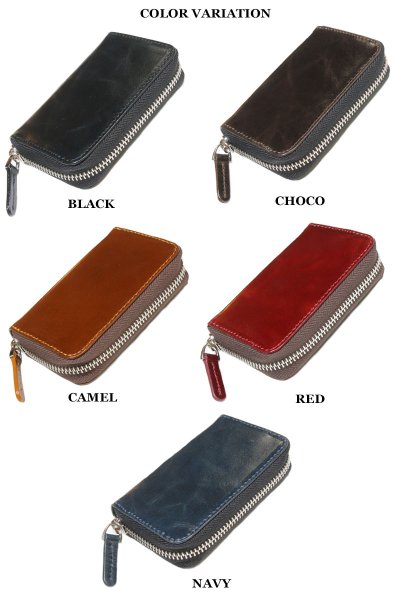 画像7: カードケース 二つ折り財布 ラウンドファスナー レザーウォレット イタリアンレザー 革財布 本革 レザー ラウンドジッパー ウォレット ハンドメイド 牛革 レディース おしゃれ スリム ショート パスケース 男性 女性 メンズ ファスナー 赤 黒 カード収納 大容量 (7)