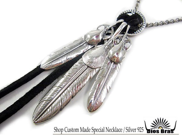 画像2: 【diosbras-ディオブラス】フェザー ネックレス メンズ ネイティブ フェザーコンビネーションネックレスシルバー925チェーン (2)